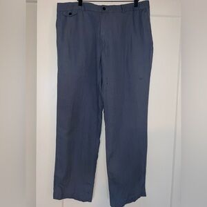 POLO RALPH LAUREN classic fit, flat front linen & silk trousers, blue size 38×30